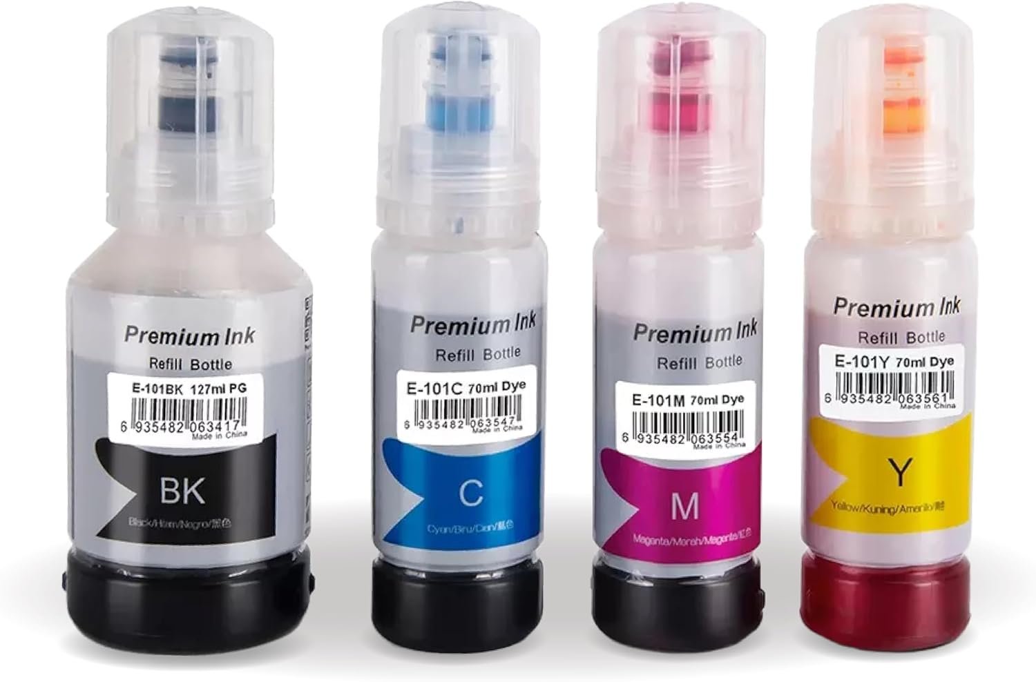 ink Set 101 for Epson EcoTank 4-Pack Black Cyan Magenta Yellow Compatible for L4150 L4160 L4260 L6160 L6170 L6176 L6190 L14150 L6290 Printer Water Based Eco-Friendly 
